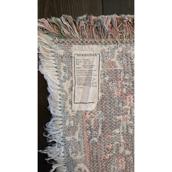 Vintage Woodstock Home Designs Cotton Rug 22x40 1990 "Portofino" Mid-Tone Floral - Picture 3 of 3